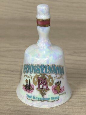 Pennsylvania State Collectible Mini Bell 3.25" Iridescent Keystone State Lipco